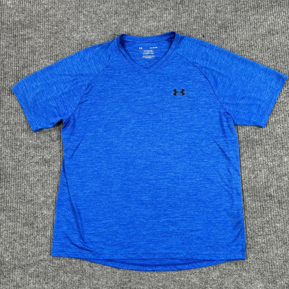 Under Armour Tech Tee Mens Size XL Blue Short Sleeve Loose V-Neck T-Shirt